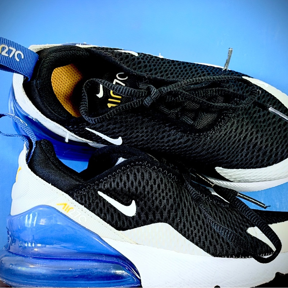 Nike Black and White Sneakers with Blue Sole